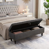 59" Bed Bench with Storage Grey Fabric W1097124942
