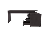 Desk, Black Wengue, 3 Drawers, 4 Legs, 2 Shelves B097P369419