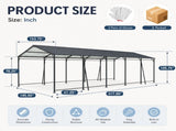 13*26.5 FT Carport, Heavy Duty Carport with Galvanized Steel Roof and Frame, Metal Carport Large W540P478289