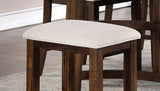 Set of 2pcs Counter Height Stools Dining Room Furniture Rustic Oak / Beige Fabric Cushion w/ Welt B011111840