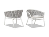 Rowan 24" Rope Barrel Back Patio Dining Chairs, Set of 2, Optic White Acrylic B2719P245966
