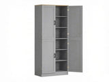 Freestanding 4-Door Kitchen Pantry Cabinet, Large Storage with Adjustable Shelves & Doors 03937826
