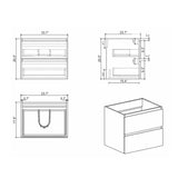 Alice-24W-105,Wall mount cabinet WITHOUT basin,Walnut color,With two drawers, Pre-assembled W1865110047