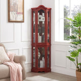 Curio Lighted Glass Display Curio w/Tempered Glass Doors and Shelves, Crown Corner W2275P178901
