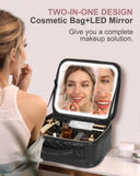 Travel Makeup Bag With Light Up Mirror, With 2X3X Magnifying Mirror And Adjustable Partitions, 34641313