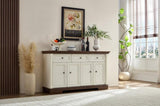 Farmhouse Style Kitchen Storage Cabinet, Large Wall Cabinet with Drawers and Doors in Roman Column W2393P300547