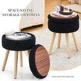 Round Ottoman with Storage Multifunctional Cotton Knitted Vanity Stool Footrest Stool for Living 68063724