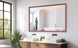60"x40" Oversized Modern Rectangle Bathroom Mirror with walnut Frame Decorative Large Wall Mirrors W708P297661