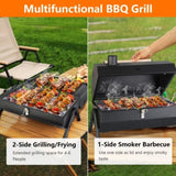 ZNTS Portable Charcoal Two Side Small BBQ Folding Outdoor Stove Barbecue Smoker with 1Pc 22774928