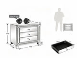 () 3-Drawer Nightstand with Rhinestone Trim MDF Storage Cabinet with Mirrored 47695671
