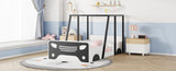 ZNTS Twin Size Car-shaped Bed with Roof,Wooden Twin Floor Bed with wheels and door Design,Montessori 07290986