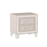 Mid Century Vintage Nightstand with Metal Legs for Bedroom, Velvet Bedside Table with 2 Drawers, N733P183659A