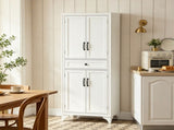 67" White 4-Door Kitchen Pantry with Drawer and Adjustable Shelves, Large-Capacity Storage Cabinet 68714553