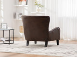 28"W PU High Back Accent Chair, Upholstered Armchair for Living Room, Retro Wingback Arm Chair W3188P397139