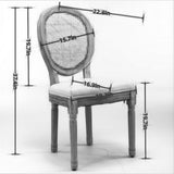 A&A Furniture,French Style Solid Wood Frame Antique Painting Linen Fabric Rattan Back Dining W1143141068