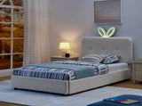 Twin Size Kids Upholstered Bed with Oversized Rabbit Ear Headboard, LED Light & 4 Storage Drawers, W1413P384921