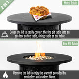 32" Propane Gas Fire Pit Table, 50000 BTU Round Steel Fire Pit for Outside Patio Deck Garden 60018684