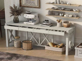 U_Style 60''Acacia Veneer Console with 4 Spacious Drawers, Modern Crisscross Design Entryway N711P289747A