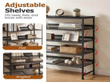 5-Tier Adjustable Shelf Shoe Rack, Fine Mesh Metal Shelves & Wooden Top, Freestanding Organizer for 54151813