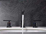Matt Black Widespread Bathroom Sink Faucet with With CUPC Water Supply Hose and Cartridge DSDC729MB