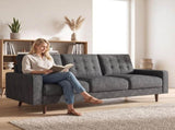 MidCentury Modern 3Seat Sofa Couch, Tufted Back Polyester Upholstered Sofa with Solid Wood Legs B2735P610775