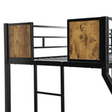 Twin Over FULL Metal Bunk Bed with Trundle 2 - Side Ladder and Full-Length Guardrail, No Box Spring W311133419