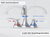 Bathroom Faucet Chrome with Pop-up Drain & Supply Hoses 2-Handle 360 Degree High Arc Swivel Spout 51282226