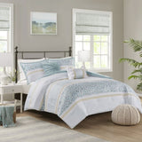 ZNTS Full/Queen 5 Piece Seersucker Comforter Set with Throw Pillows B035128848