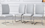 Luxury Simple Arch Chair - Set of 4 Light Gray PU Material High Resilience Dining Chair with Arched W1151P154861
