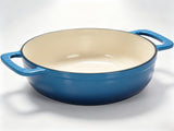 Cast iron 6QT cooking pot - Gradient blue - Includes two silicone gloves - Enamel pot 85024210