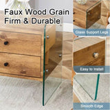 Double-drawer bedside table.The board surface is MDF with wood grain sticker, and both sides are W1512P348780