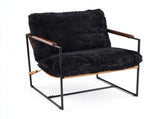 28 Inch Extra Wide Sling Accent Chair, Fully Disassembled, Rubber Wood Armrest, Metal Iron Frame, 12623125