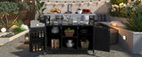 K&K Outdoor Kitchen Island, Rolling Bar Cart & Storage Cabinet, Farmhouse Solid Wood Outdoor Grill N707P235043B