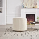 Swivel Accent Chair, 360-degree Barrel Chair with Teddy Upholstery, Comfy Pumpkin-Shaped W3244P288825