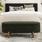 ZNTS Ottoman Oval Storage Bench,Rubber Wood Leg, Green W487P178761