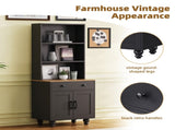 ON-TREND Farmhouse Storage with 4 Solid Wood Gourd-Shaped Legs, Modern Kitchen Pantry N721P205790B