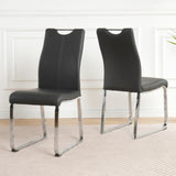 Modern Charcoal PU dining chair, cloth upholstered chair, electroplated metal chair legs, suitable W210P224289
