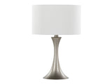 Lenuxe 24" Contemporary Metal Table Lamp in Frosted Silver Metal with Off-White Linen Shade from B202P224077