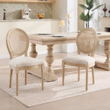 French Country Dining Chairs Set of 2, Upholstered Chairs with Nature Rattan Round Back, Wire W3426P324257