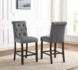 Leviton Solid Wood Tufted Asons Counter Height Stool, Set of 2, Grey T2574P165115