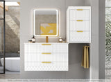 Wall Mounted Floating Cabinet W/Decor Line, 12inch Side Cabinet with Drawers N710P324099K