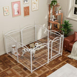 ZNTS Dog Playpen Indoor 32 inch 8 Panels Metal Dog Pen Pet Dog Fence Outdoor Exercise Pen with Doors, W368P234001