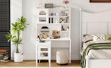 Computer Desk with 90 Degree Rotating Desktop, 43x70 Inch Office Desk with Storage Drawer and 66455576