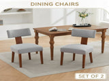 064-Set of 2 Linen Fabric Modern Armless Dining Chairs With Curved backrest and Solid Wooden Legs 42256414