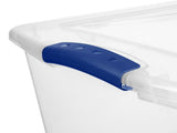 (4 pack) 66 Quart Large Latching Storage Bin, Clear Plastic Storage Container with Latch Lid, Blue 16282391