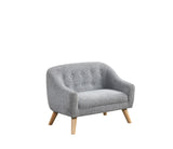 Amelia 28"W Gray Chenille Kids Sofa with Tufted Back and Wooden Legs B061P236764