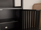 A 52-foot-tall black linen tower bamboo storage cabinet, suitable for main living spaces such as W2207P327623