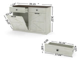 Farmhouse Double Tilt Out Trash Cabinet for 20 Gallon Trash Cans, Free Standing Recycling Cabinet 08872441