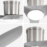52 Inch Flush Mount Ceiling Fan with Dimmable Led Light 3 ABS Fan Blades Reversible DC Motor For W934P211139