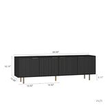 Black Modern TV Stand Fluted 68" with Power Outlet, Entertainment Center with Storage Doors, TV W1321P242590